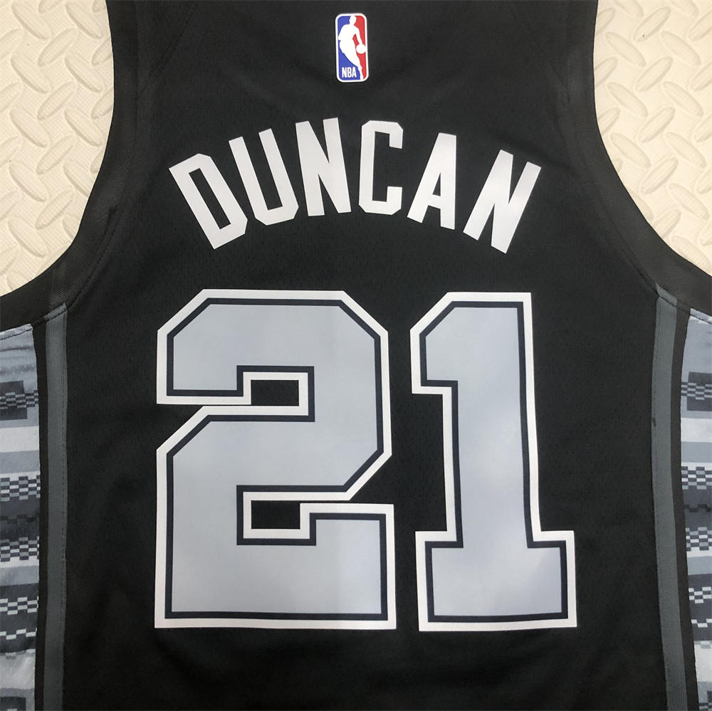 NBA San Antonio Spurs V-Neck Black jersey DUNCAN#21 S-XXL