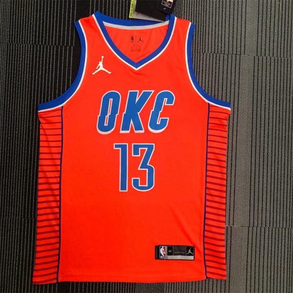 NBA Oklahoma City Thunder V-Neck Orange Jersey GEORGE#13 S-XXL
