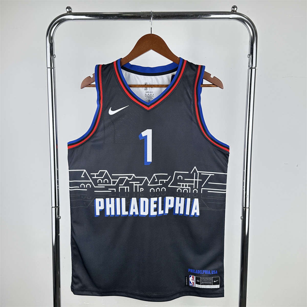 NBA Philadelphia 76ers 2021 V-Neck City Edition Black Jersey HARDEN#1 S-XXL