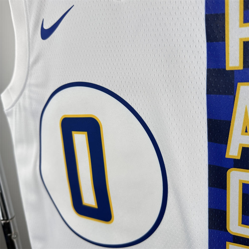 NBA Indiana Pacers 2024 City Edition V-Neck City Edition White Jersey HALIBURTON#0 S-XXL