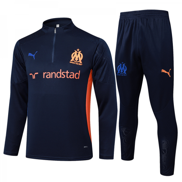 24/25 Marseilles Royal blue Long-sleeved half-pull training kit Football team kit