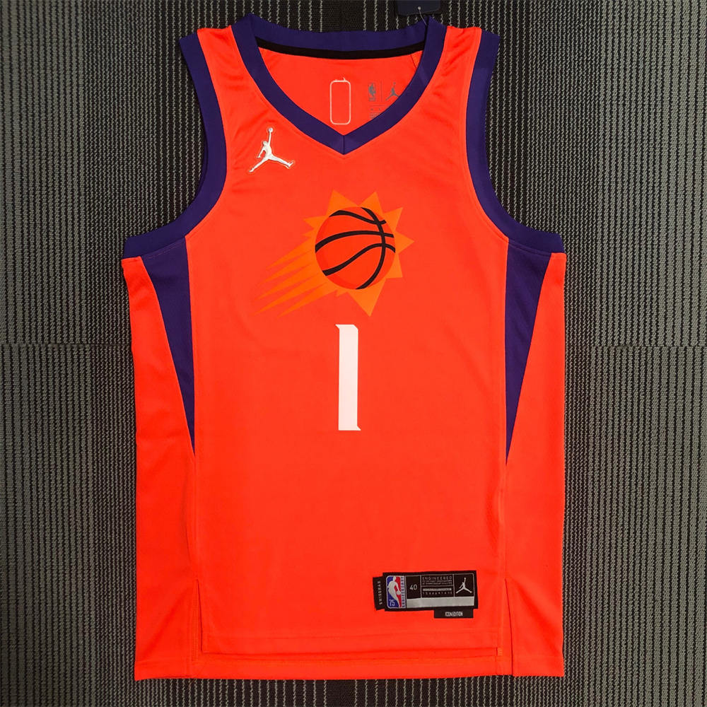 NBA Phoenix Suns V-Neck Orange 75th Anniversary BOOKER#1 jersey S-XXL