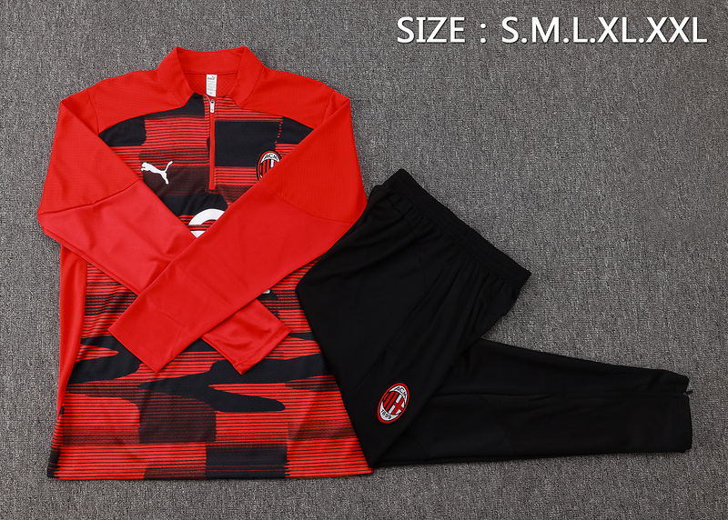 24/25 AC Milan Red Long-sleeved half-pull training kit Football team kit
