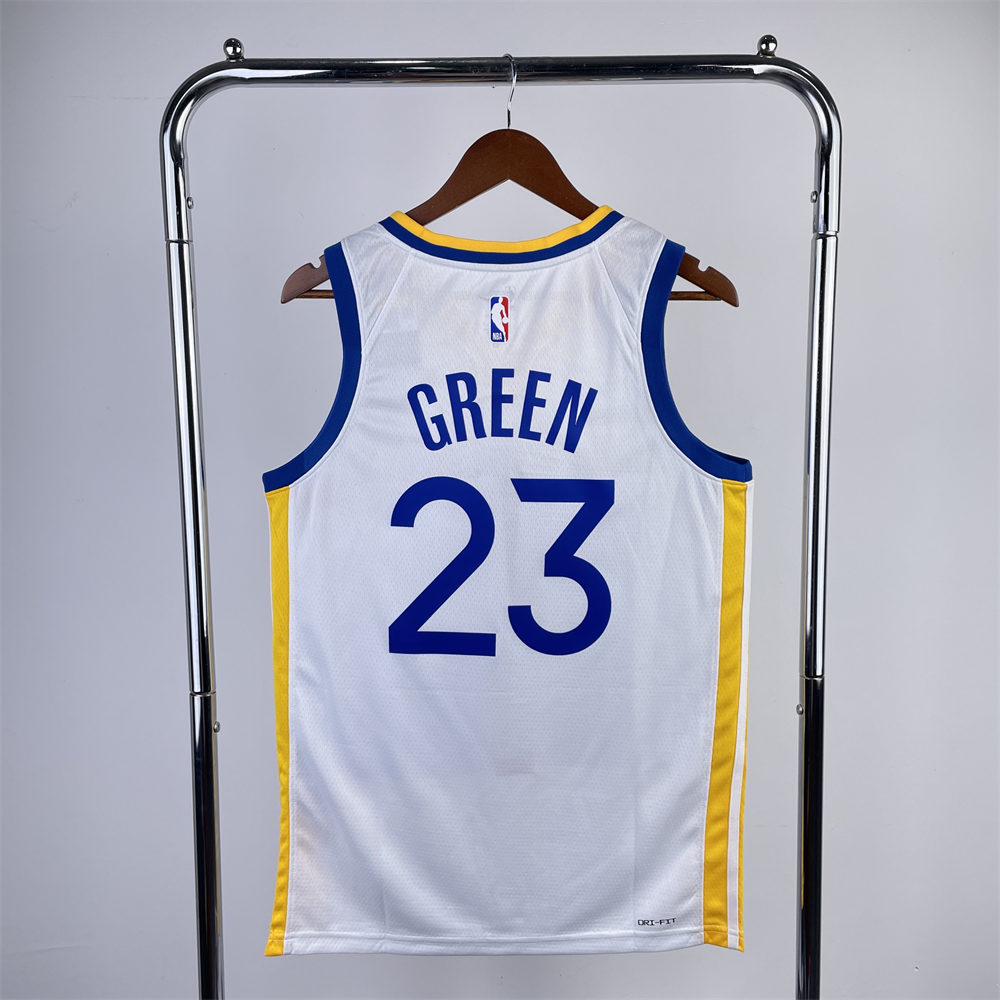 NBA Golden State Warriors 2023 V-Neck White Jersey GREEN#23 S-XXL