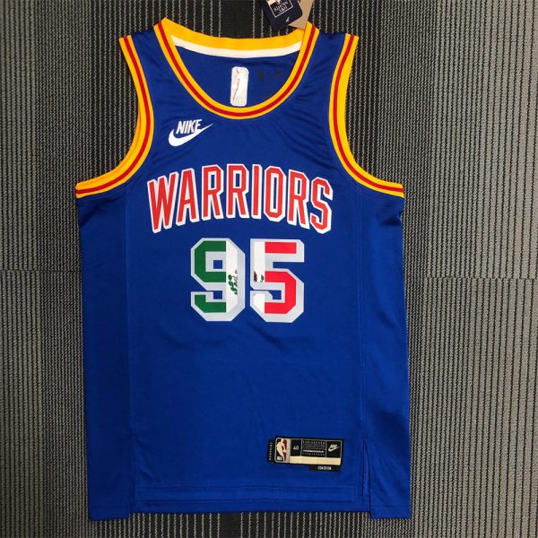 NBA Golden State Warriors V-Neck Mexico Edition 75th Anniversary Blue Jersey TOSCANO#95 S-XXL