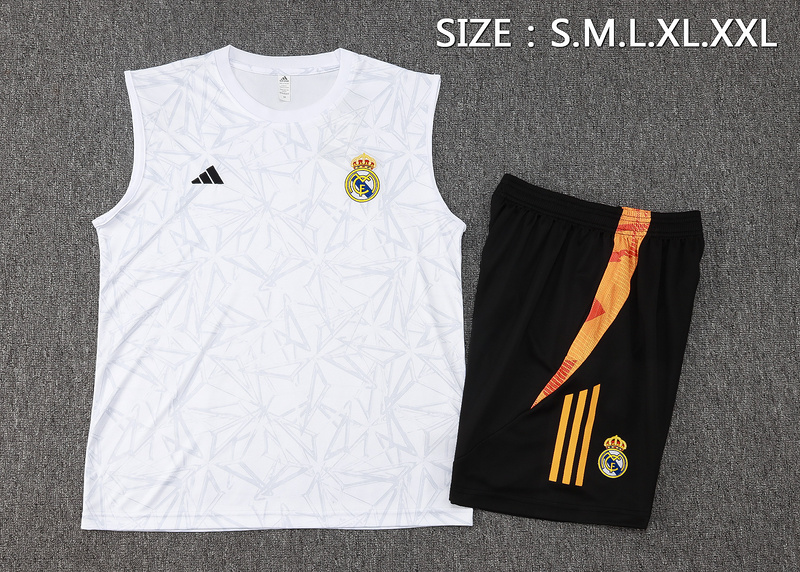 24/25 Real Madrid White Training Set Shirt and Shorts