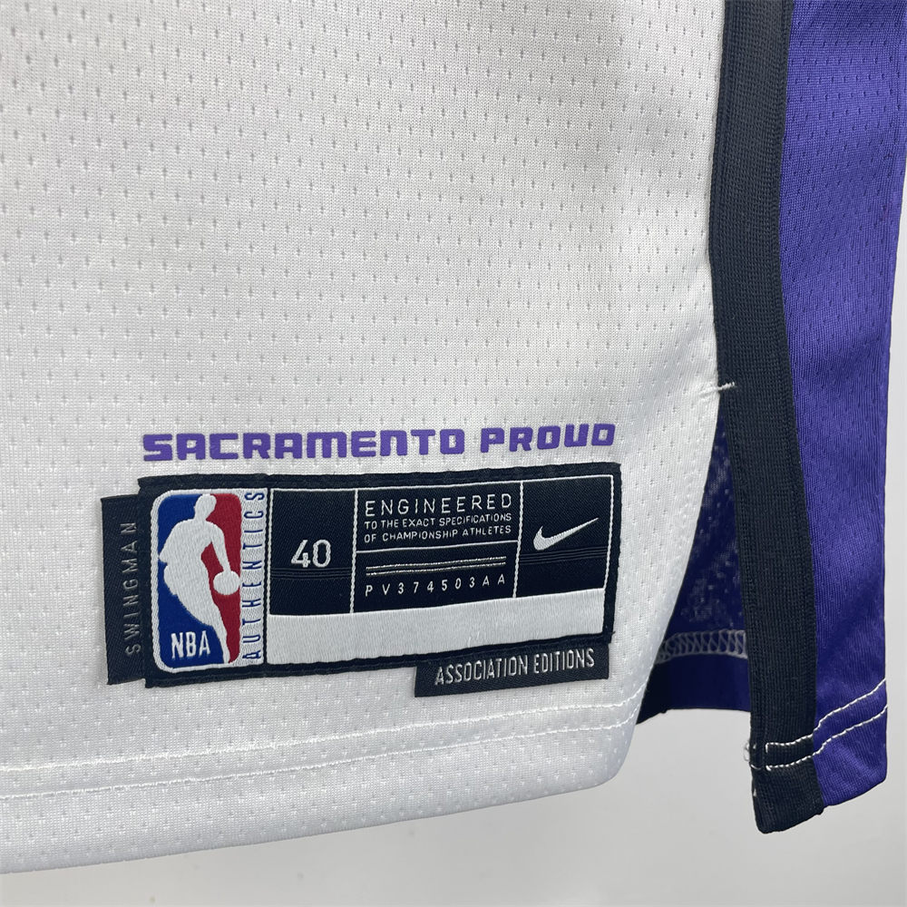 NBA Scaramento Kings 2024 V-Neck White jersey FOX#5 S-XXL
