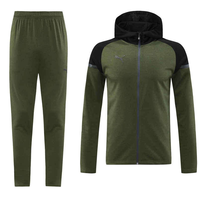 2024 Puma Blackish green Hoodie Jacket Kit Set Football Team Shirt Sports Fashion
