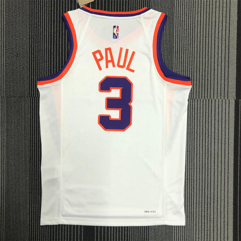 NBA Phoenix Suns V-Neck White 75th Anniversary PAUL#3 jersey S-XXL