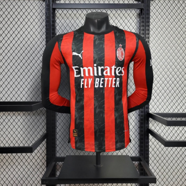 2025/26 AC Milan Home Long Sleeve Jersey Player Version