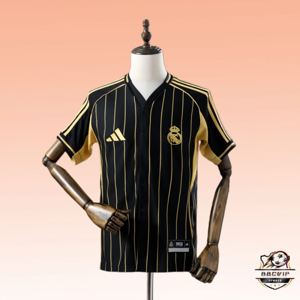 2025/26 Real Madrid US Pack Full-Button Baseball Black jersey Fan version