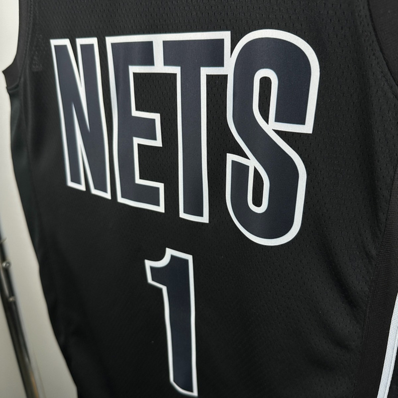 NBA Brooklyn Nets V-Neck Black Jersey RUSSELL#1 S-XXL