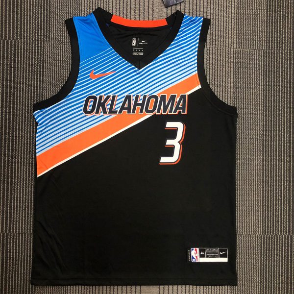 NBA Oklahoma City Thunder V-Neck Black Jersey PAUL#3 S-XXL