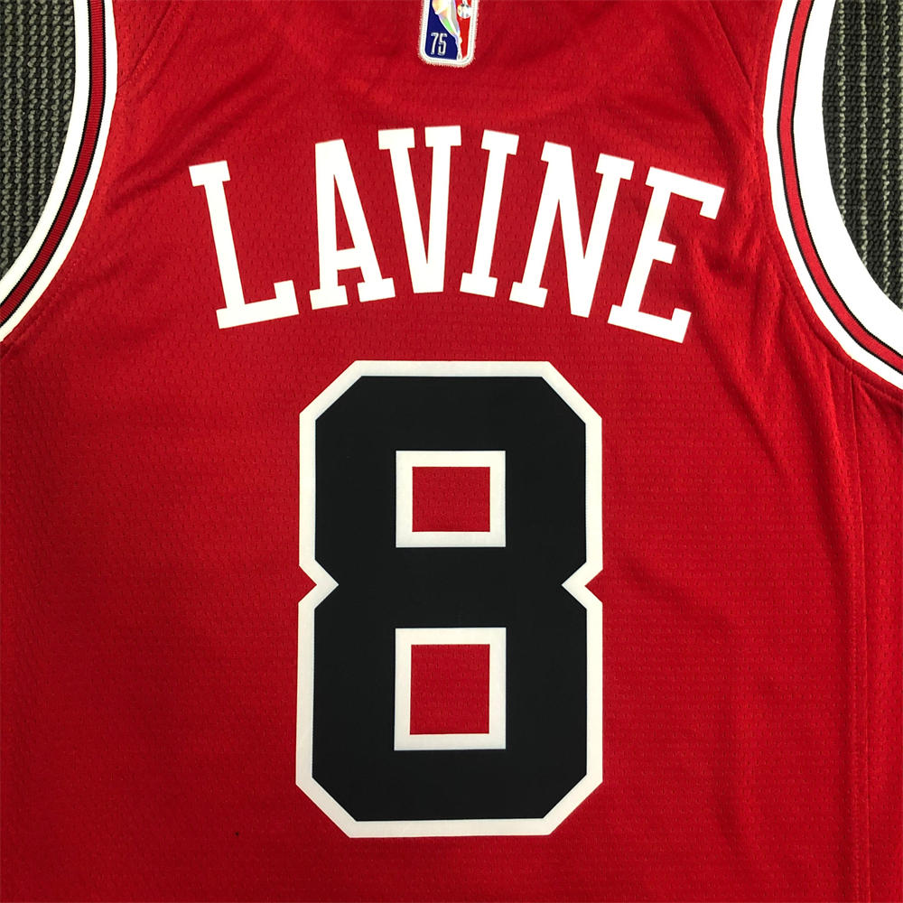 NBA Chicago Bulls Round Neck Red 75th anniversaryJersey LAVINE#8 S-XXL