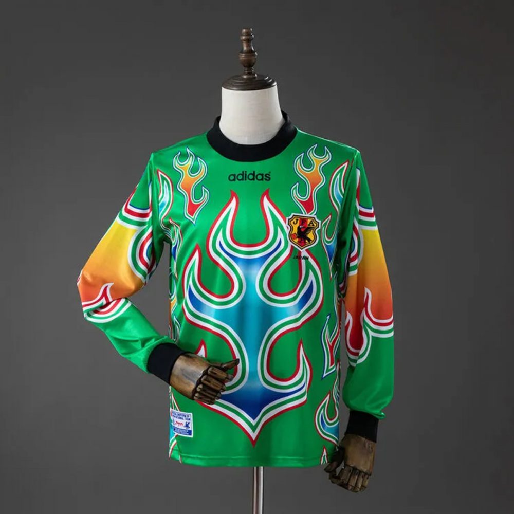Retro Japan 1998 Goalkeeper Green Fireworks jersey Fan Version