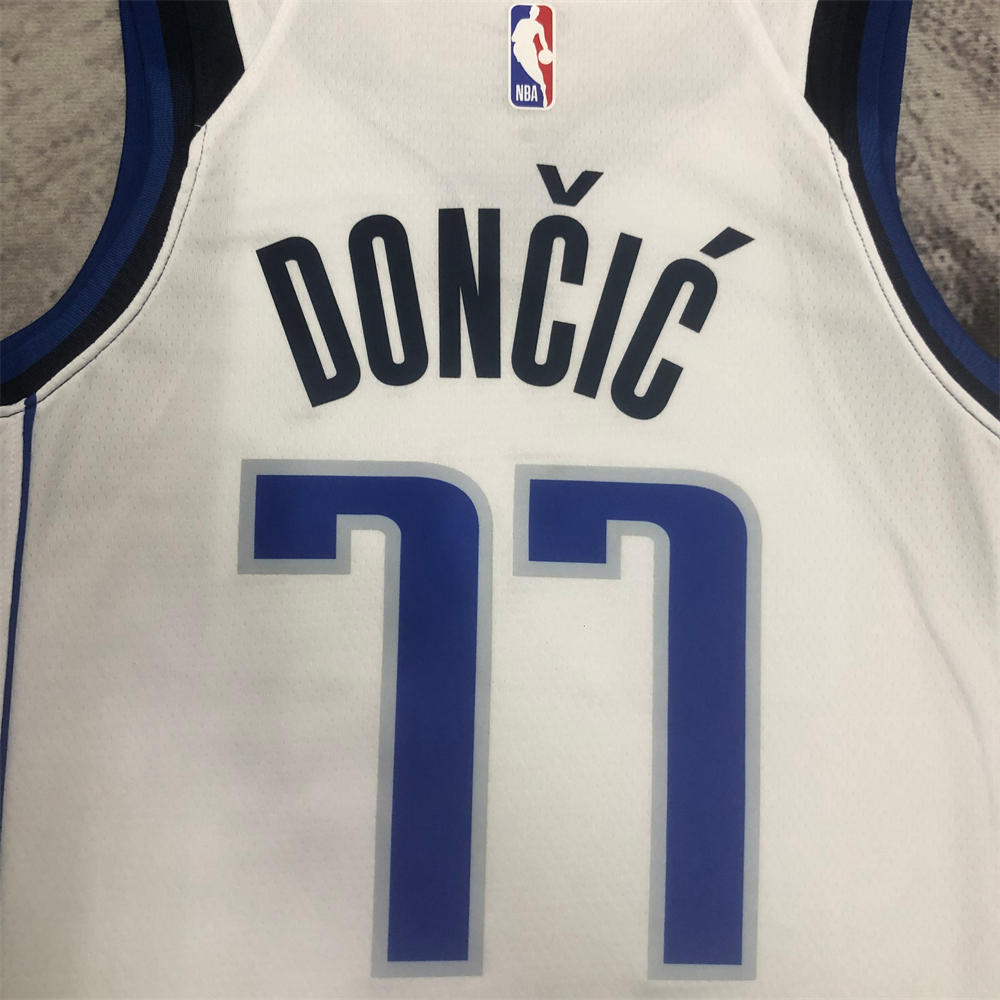NBA Dallas Mavericks V-Neck White Jersey DONCIC#77 S-XXL