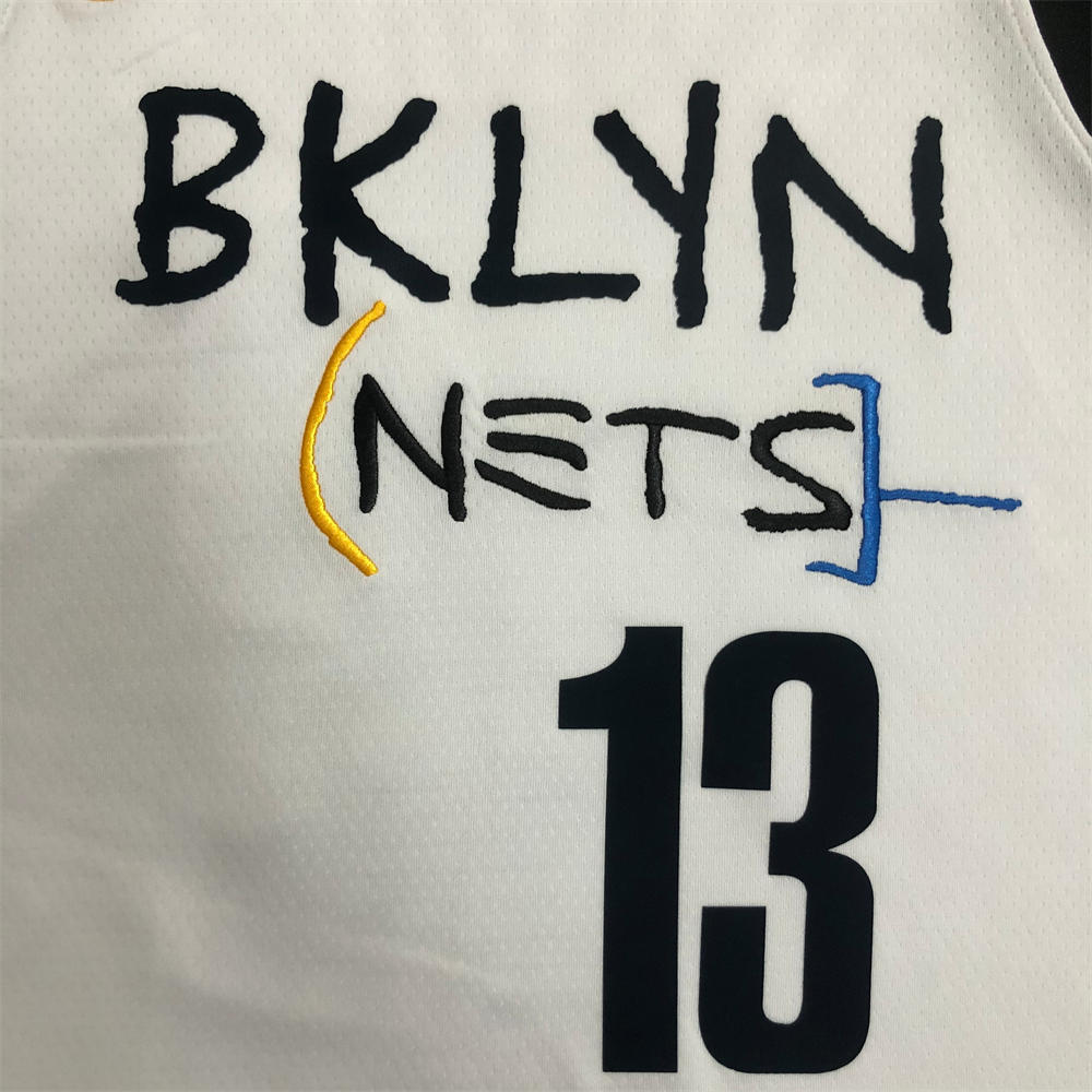NBA Brooklyn Nets V-Neck White Jersey HARDEN#13 S-XXL