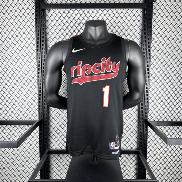 NBA Portland Trail Blazers 2024 Round Neck Black Jersey SIMMONS#1 S-XXL