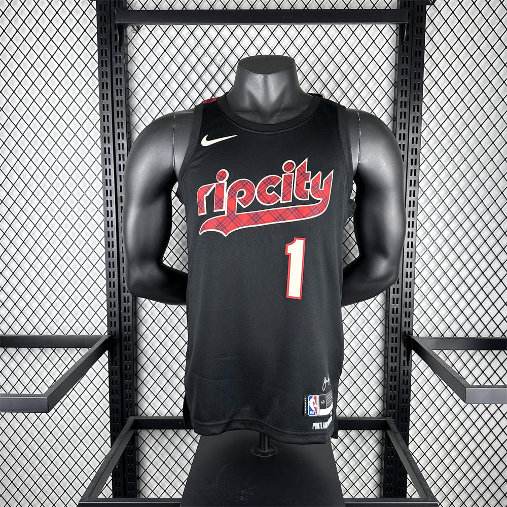 NBA Portland Trail Blazers 2024 Round Neck Black Jersey SIMMONS#1 S-XXL