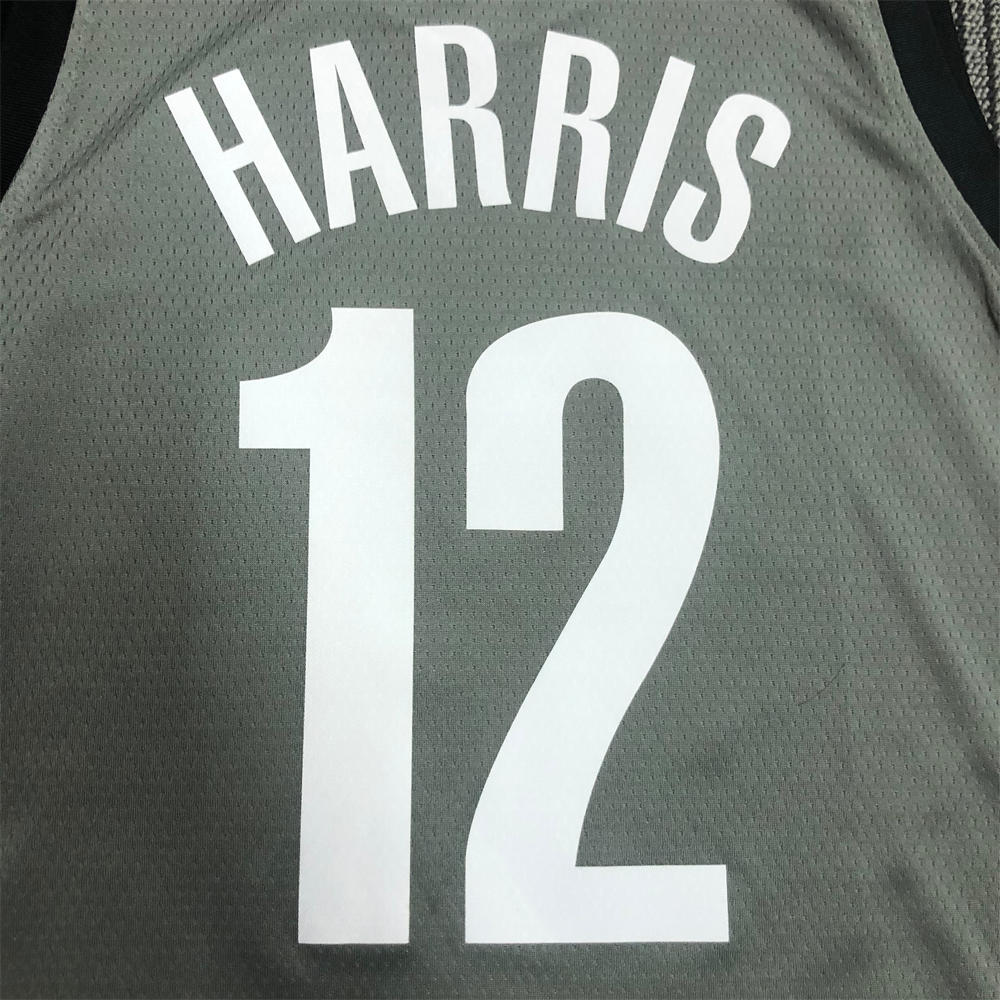 NBA Brooklyn Nets V-neck Grey Jersey HARRIS#12 S-XXL