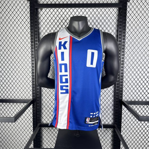 NBA Scaramento Kings 2024 V-Neck City Edition Blue jersey MONK#0 S-XXL