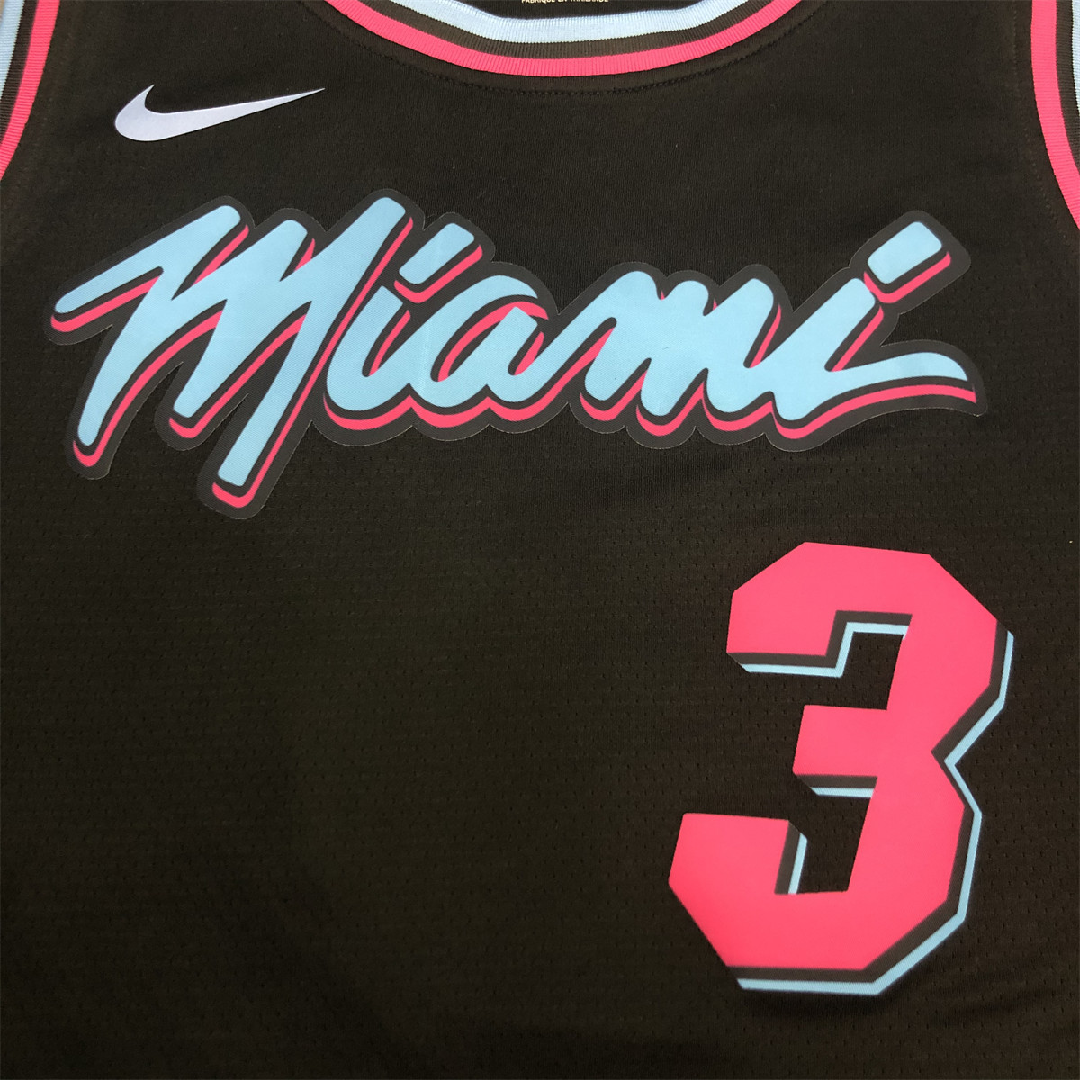 NBA Miami Hearts round neck Black Jersey Wade#3 S-XXL