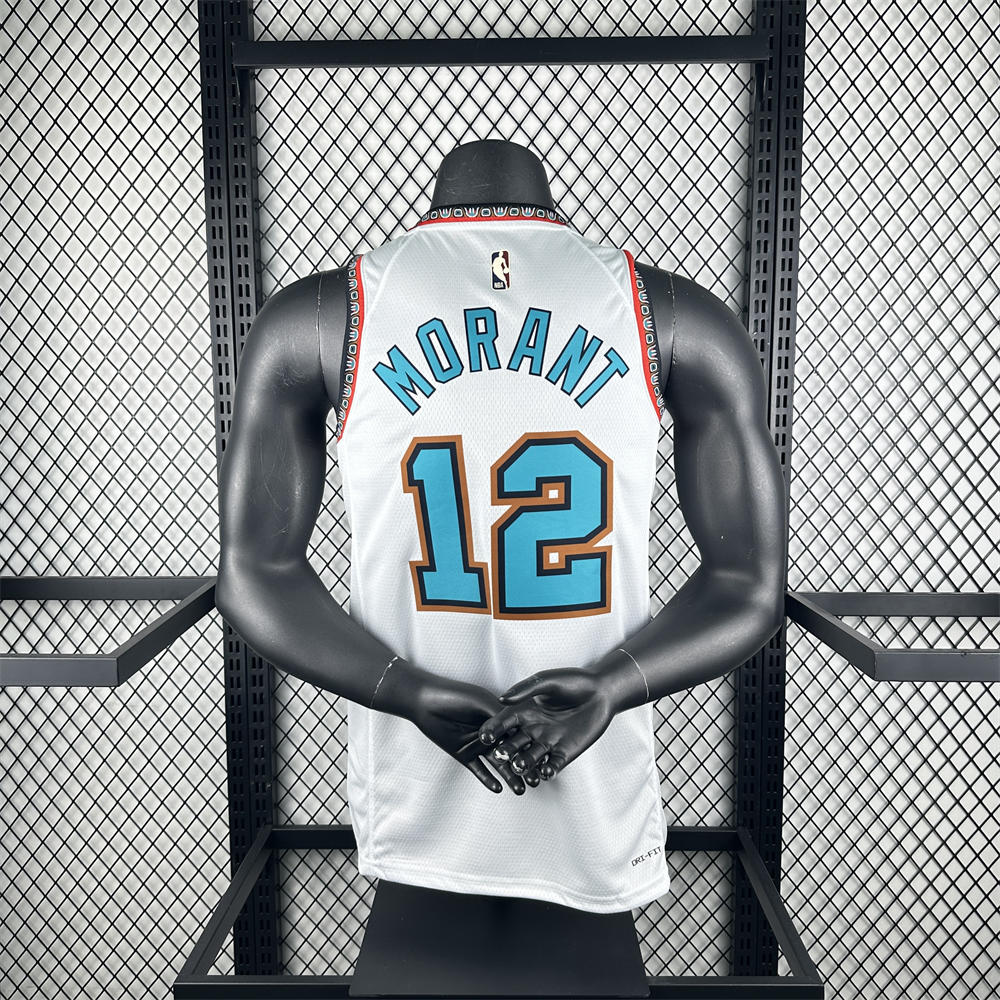NBA Memphis Grizzies 24/25 Retro White jersey MORANT#12 S-XXL