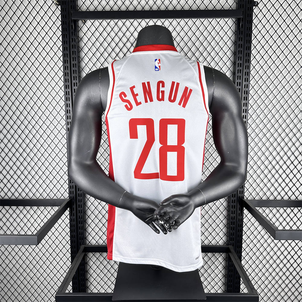 NBA Houston Rockets V-Neck White Jersey SENGUN#28 S-XXL