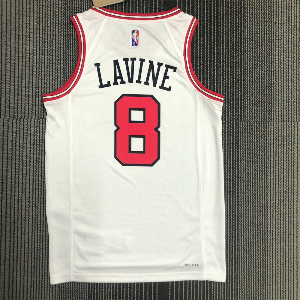 NBA Chicago Bulls Round Neck White 75th anniversaryJersey LAVINE#8 S-XXL