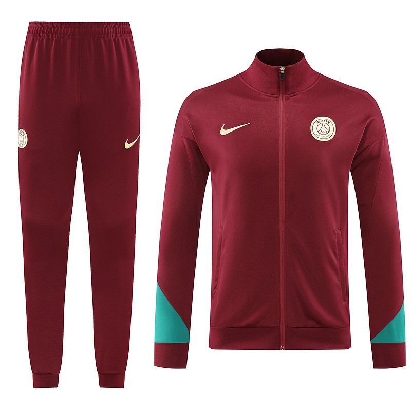 2024 PSG Maroon Jacket Training Suit Set Football Team Shirt Sports Fashion