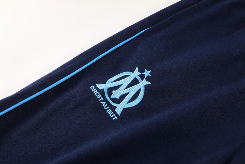 2024 Olympique Marseille Royal Blue Hoodie Jacket Kit Set Football Team Shirt Sports Fashion