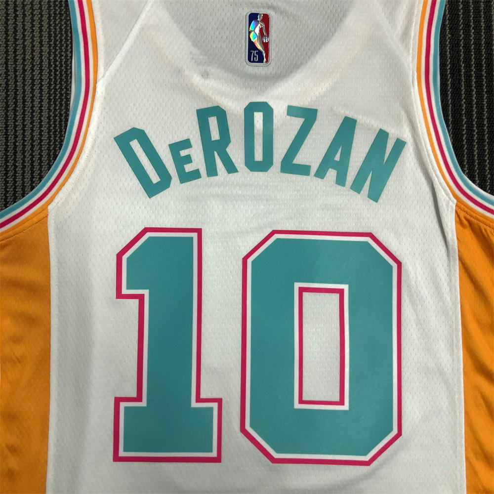 NBA San Antonio Spurs V-Neck White 75th Anniversary jersey DeROZAN#10 S-XXL