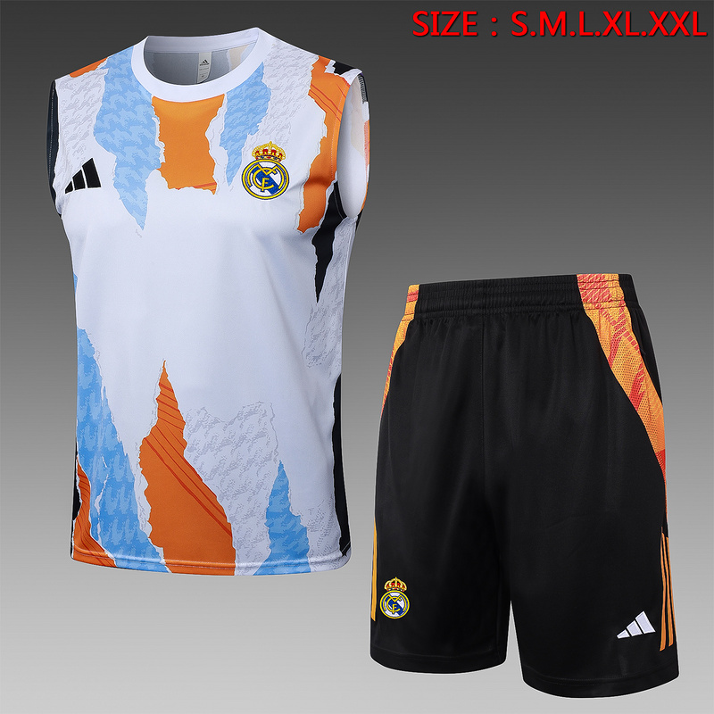 24/25 Real Madrid Blue yellow white Training Set Shirt and Shorts