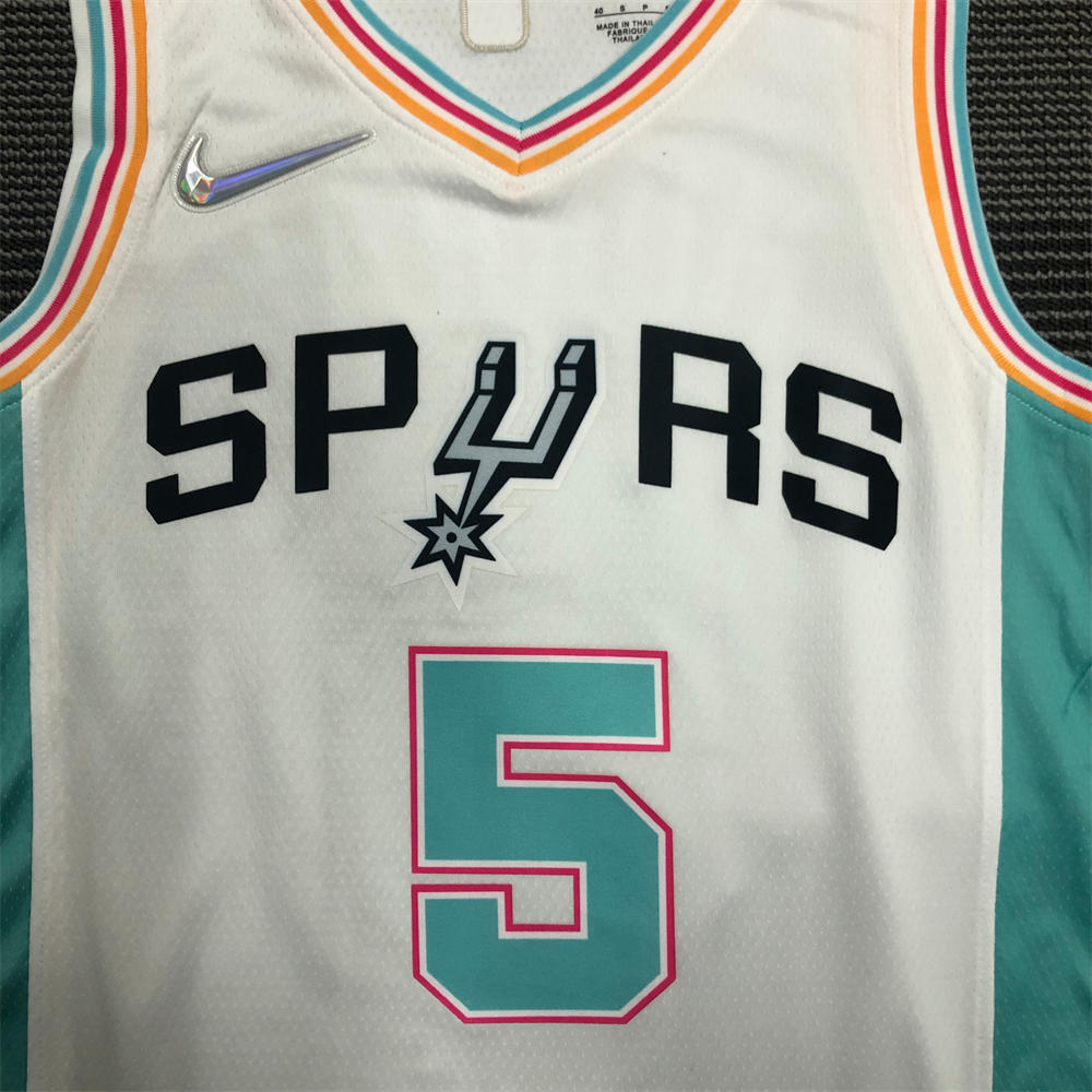 NBA San Antonio Spurs V-Neck White 75th Anniversary jersey MURRAY#5 S-XXL