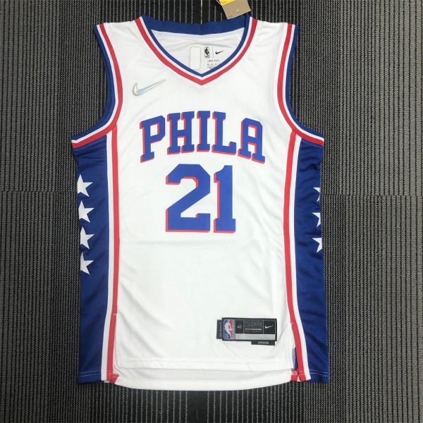 NBA Philadelphia 76ers Round Neck Black 75th Anniversary Jersey EMBIID#21 S-XXL