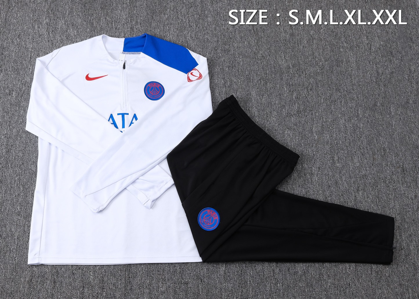202526 PSG White Long-sleeved half-pull training kit Football team kit