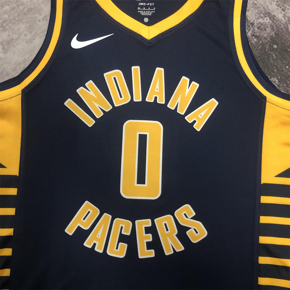 NBA Indiana Pacers V-Neck Black Jersey HALIBURTON#0 S-XXL