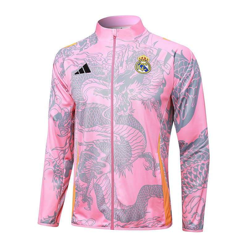 2024/25 Real Madrid Pink Jacket Training Suit Set Football Team Shirt Sports Fashion