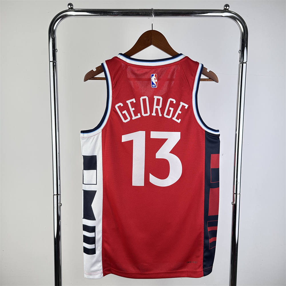 NBA Los Angeles Clippers 24/25 Round Neck JORDAN Edition Red Jersey GEORGE#13 S-XXL