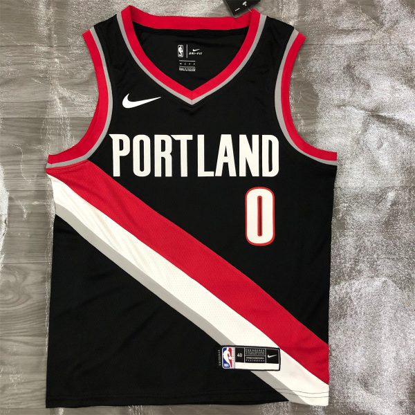 NBA Portland Trail Blazers V-Neck Black Jersey LILLARD#0 S-XXL