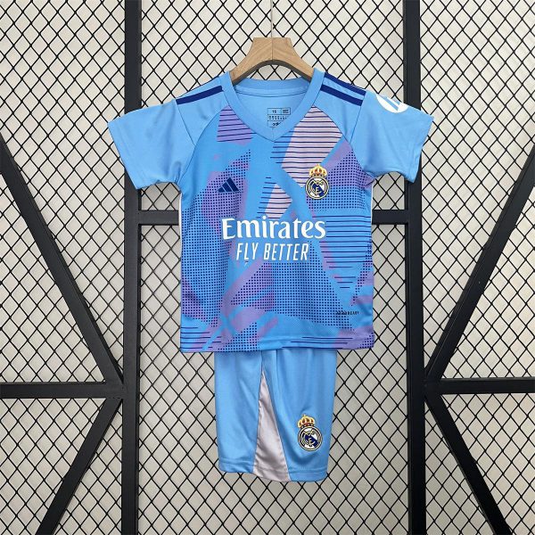 24/25 Real Madrid Goalkeeper Real Madrid Blue jersey Kid Kits Size 16-28