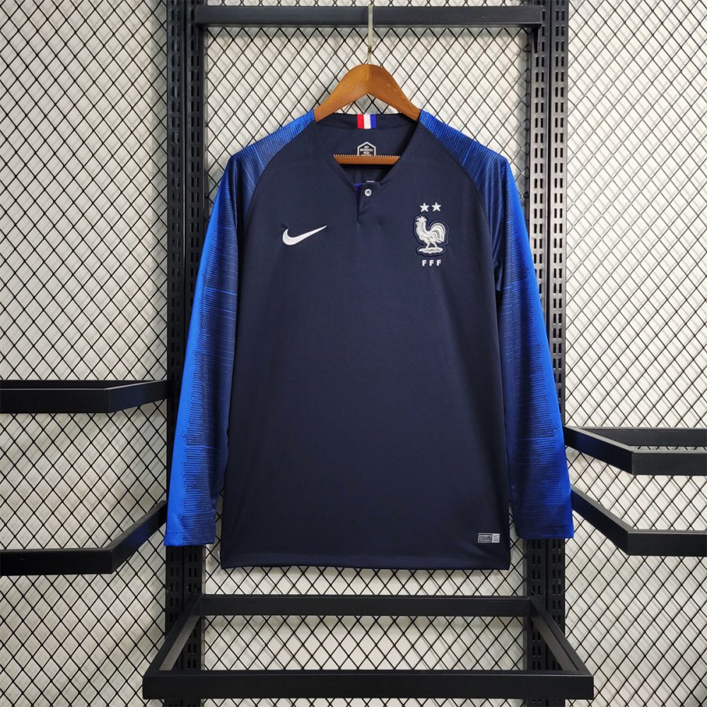 Retro France 2018 Home Long Sleeves jersey Fan Version