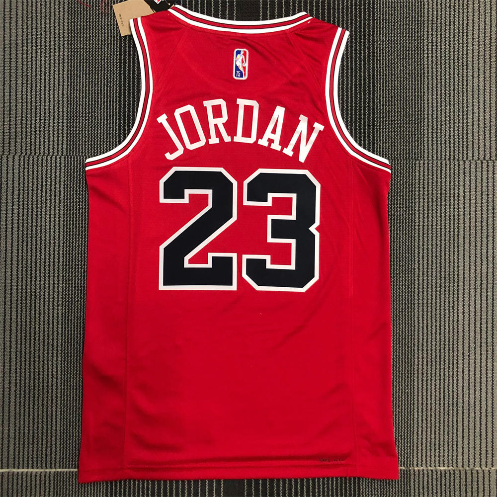 NBA Chicago Bulls Round Neck Red 75th anniversaryJersey JORDAN#23 S-XXL