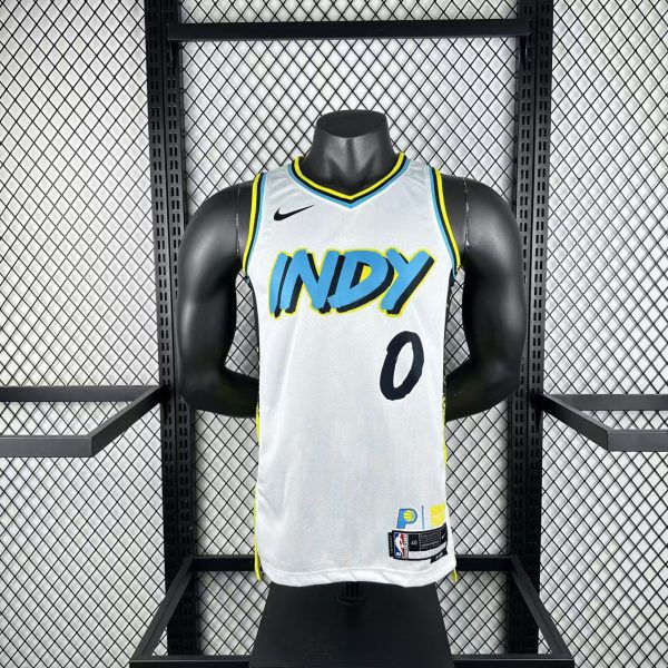 NBA Indiana Pacers 24/25 City Edition V-Neck White Jersey HALIBURTON#0 S-XXL