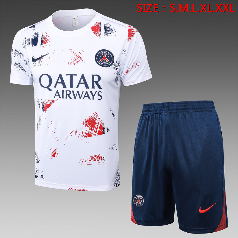24/25 Paris White Training Set Shirt and Shorts
