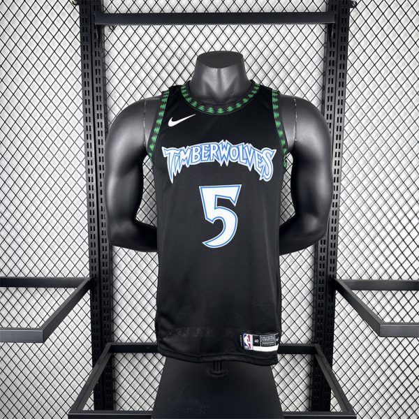 NBA Minnesota Timberwolves Round Neck Black Jersey EDWARDS#5 S-XXL