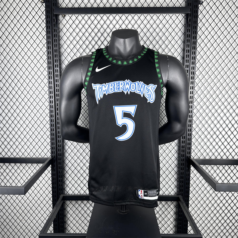 NBA Minnesota Timberwolves Round Neck Black Jersey EDWARDS#5 S-XXL