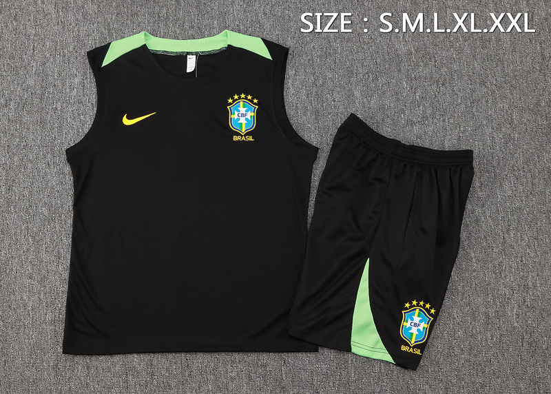 24/25 Brazil Black Training Set Shirt and Shorts