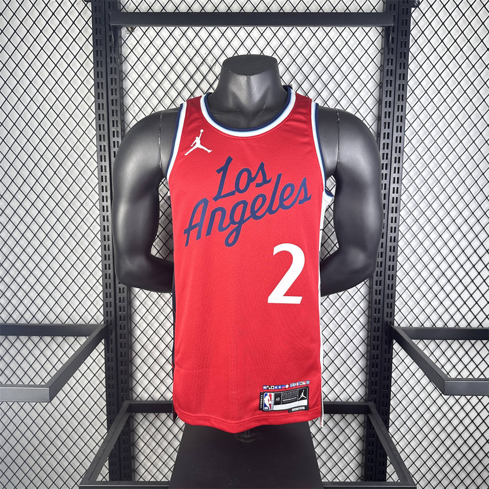 NBA Los Angeles Clippers 24/25 Round Neck JORDAN Edition Red Jersey LEONARD#2 S-XXL