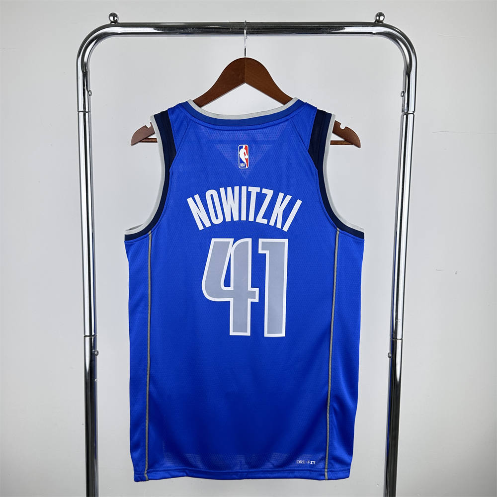 NBA Dallas Mavericks V-Neck Blue Jersey NOWITKI#41 S-XXL